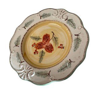 Royal‎ Norfolk Christmas Salad Dessert Plates Pine Cone Branch Rustic 8.5" 2000